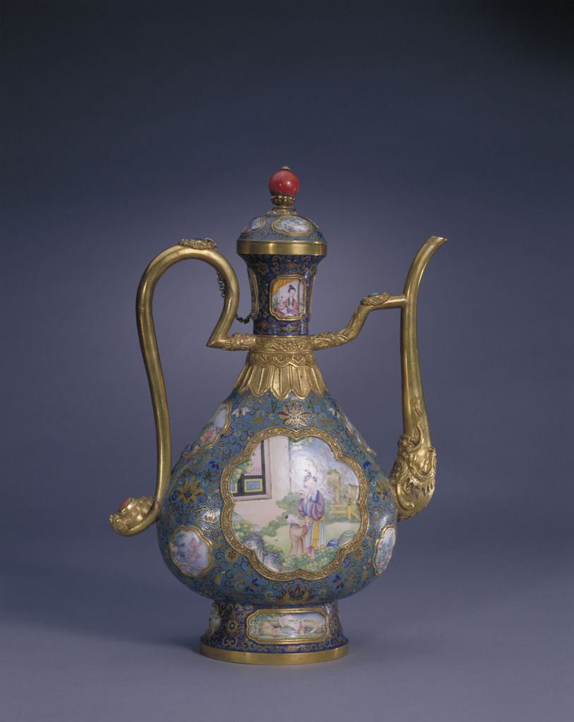 图片[1]-Qianlong style gold embryo filigree enamel inlaid painting enamel holding pot-China Archive